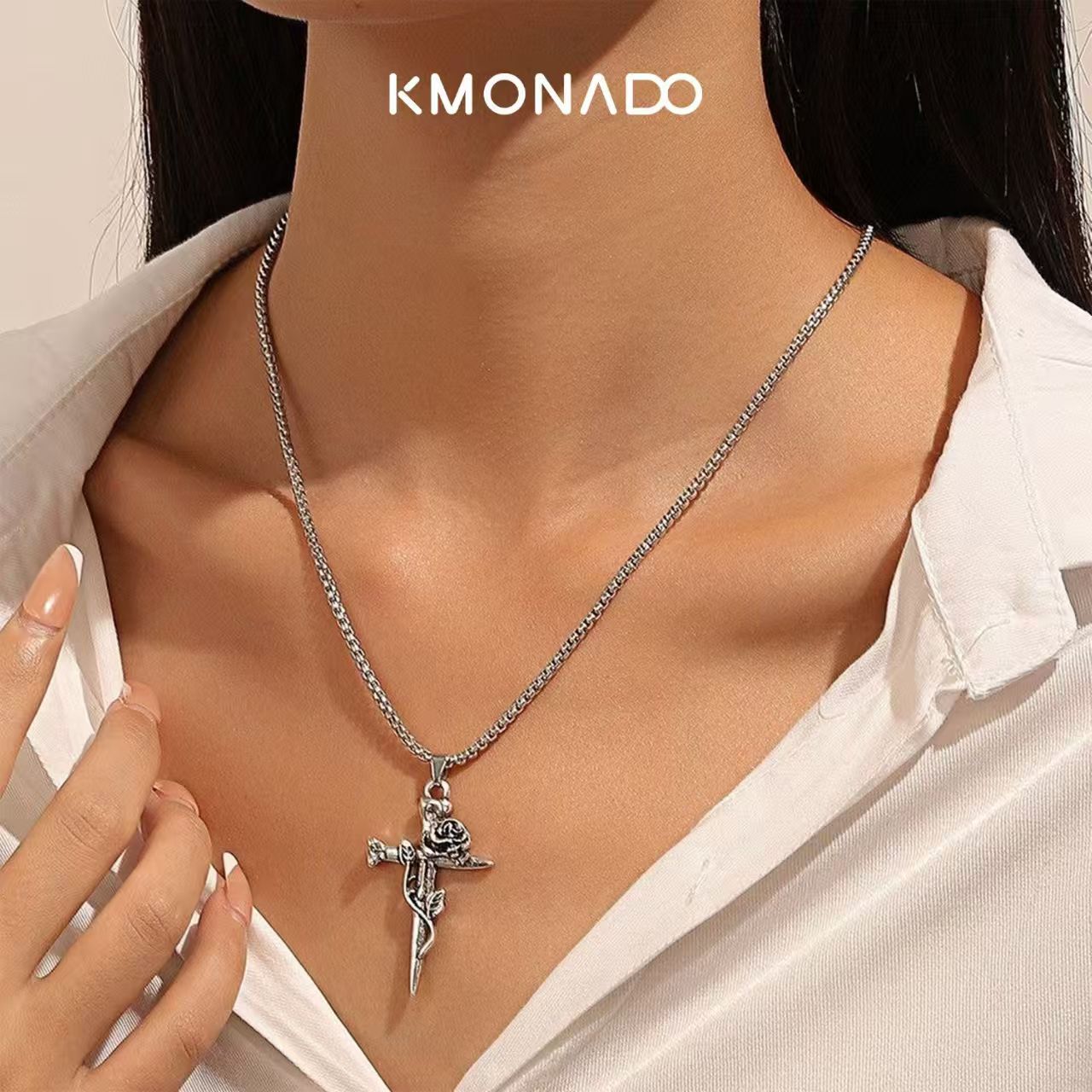 Rose Cross Necklace(Anchor development)